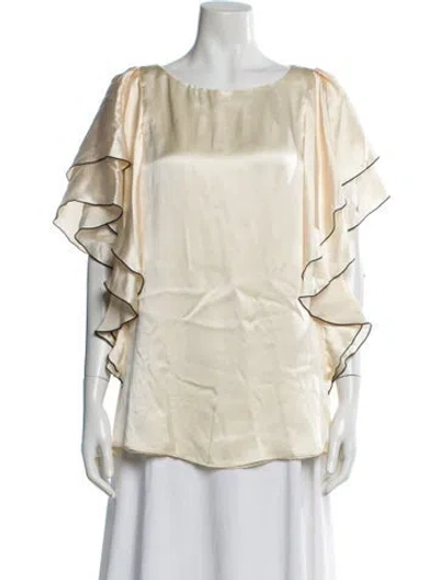 Pre-owned Badgley Mischka Silk Crew Neck Blouse In Neutral