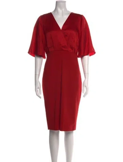 Pre-owned Badgley Mischka Silk Knee-length Dress In Red