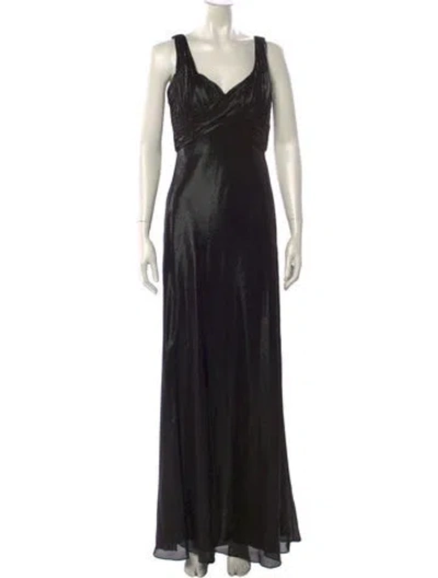 Pre-owned Badgley Mischka Silk Long Dress In Black