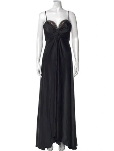 Pre-owned Badgley Mischka Silk Long Dress In Black
