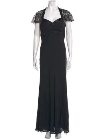 Pre-owned Badgley Mischka Silk Long Dress In Black