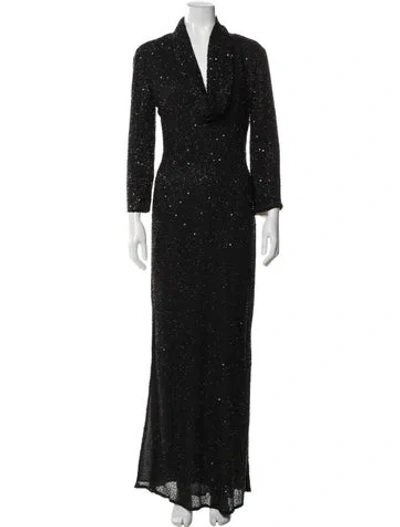 Pre-owned Badgley Mischka Silk Long Dress In Black