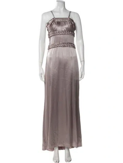 Pre-owned Badgley Mischka Silk Long Dress In Grey