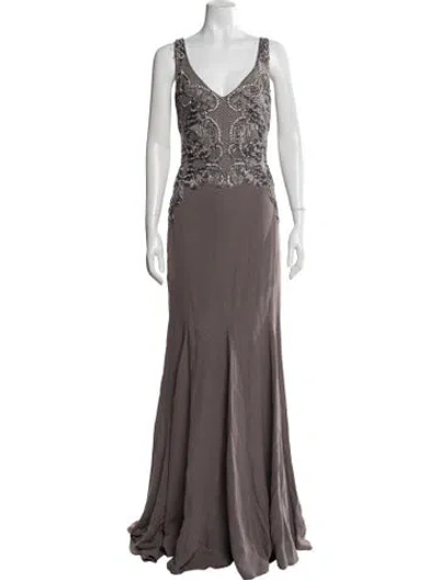 Pre-owned Badgley Mischka Silk Long Dress In Multicolor
