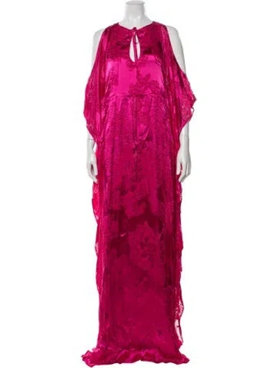 Pre-owned Badgley Mischka Silk Long Dress In Pink