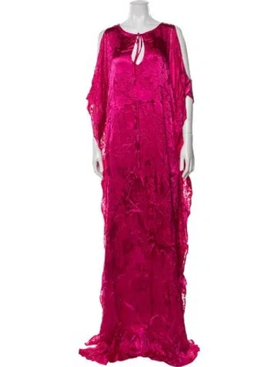 Pre-owned Badgley Mischka Silk Long Dress In Pink