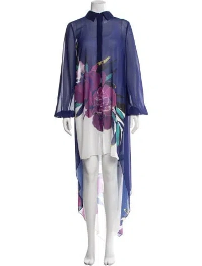 Pre-owned Badgley Mischka Silk Long Dress In Purple