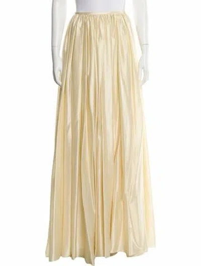 Pre-owned Badgley Mischka Silk Long Skirt In Yellow
