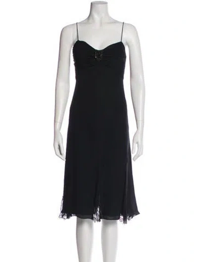 Pre-owned Badgley Mischka Silk Midi Length Dress In Black