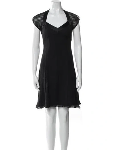 Pre-owned Badgley Mischka Silk Mini Dress In Black