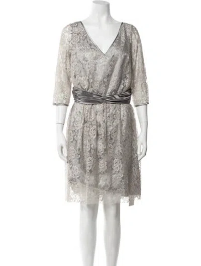 Pre-owned Badgley Mischka Silk Mini Dress In Silver