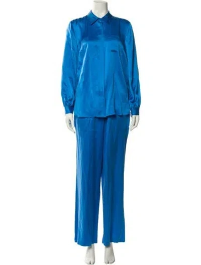 Pre-owned Badgley Mischka Silk Pant Set In Blue