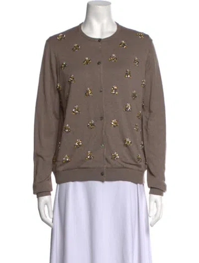 Pre-owned Badgley Mischka Silk Patterned Sweater In Brown