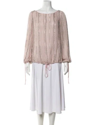 Pre-owned Badgley Mischka Silk Printed Blouse In Pink