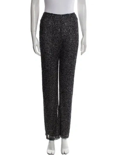 Pre-owned Badgley Mischka Silk Straight Leg Pants W/ Tags In Black