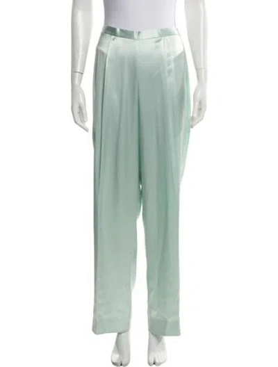 Pre-owned Badgley Mischka Silk Wide Leg Pants In Green