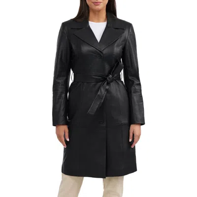 BADGLEY MISCHKA BADGLEY MISCHKA SINGLE BREASTED LEATHER TRENCH COAT