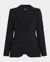 Badgley Mischka Single-button Bead Embellished Jacket In Black