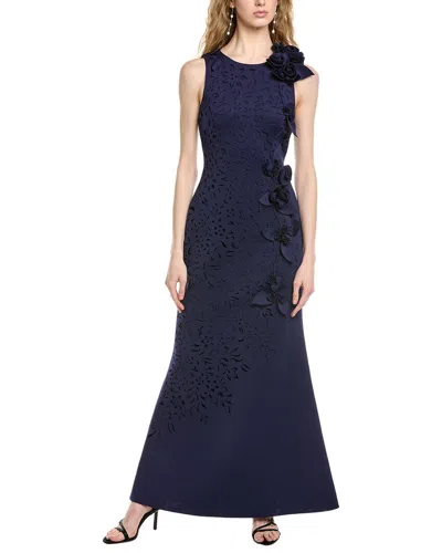 Badgley Mischka Sleeve Cutout Gown In Blue