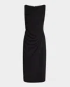 Badgley Mischka Sleeveless Draped Midi Dress In Black