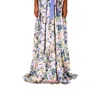 Badgley Mischka Sleeveless Floral Butterfly Belted Gown In Multicolor In Blue