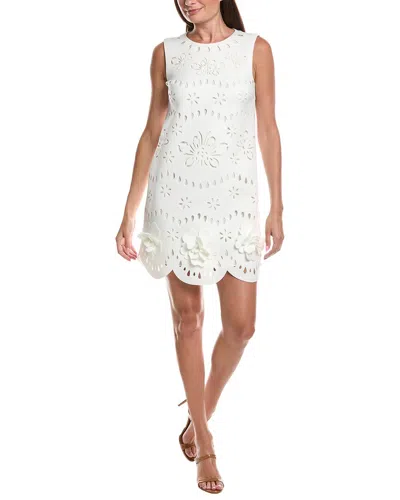 Badgley Mischka Sleeveless Laser Cut Shift Dress In Multi