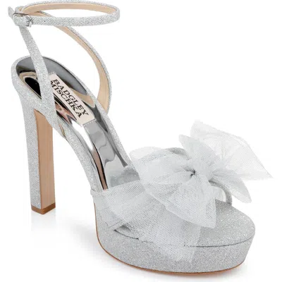 Badgley Mischka Sophie Ankle Strap Platform Sandal In Silver