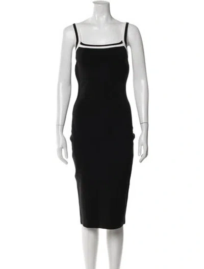 Pre-owned Badgley Mischka Square Neckline Knee-length Dress In Black