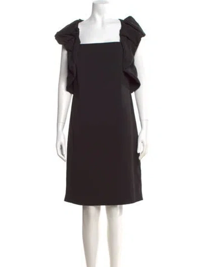 Pre-owned Badgley Mischka Square Neckline Knee-length Dress In Black