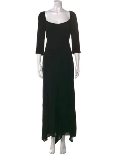 Pre-owned Badgley Mischka Square Neckline Long Dress In Black