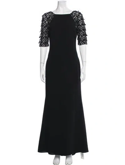 Pre-owned Badgley Mischka Square Neckline Long Dress In Black