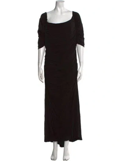 Pre-owned Badgley Mischka Square Neckline Long Dress In Black