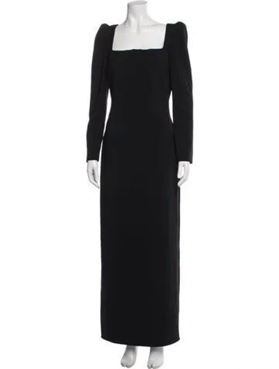 Pre-owned Badgley Mischka Square Neckline Long Dress In Black