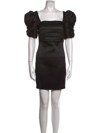 Pre-owned Badgley Mischka Square Neckline Mini Dress W/ Tags In Black
