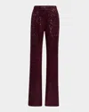 Badgley Mischka Straight-leg Sequin Pants In Wine