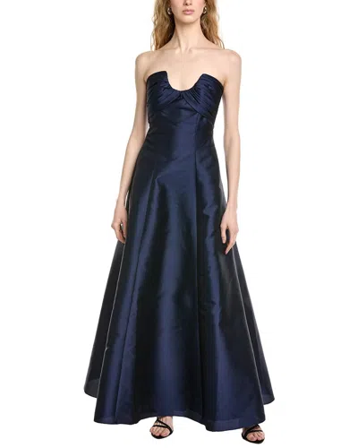 Badgley Mischka Strapless A-line Gown In Blue