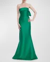 Badgley Mischka Women's Draped Bow Stretch-mikado Gown In Emerald