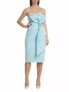 Badgley Mischka Strapless Bow-embellished Dress In Azure