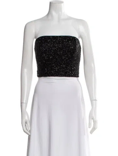 Pre-owned Badgley Mischka Strapless Crop Top In Black