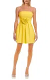 Badgley Mischka Strapless Fit And Flare Mini Dress In Sunny Yellow In Yellow