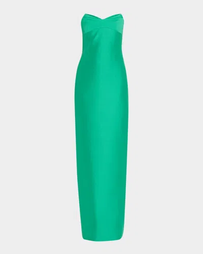 Badgley Mischka Strapless Fold-over Column Gown In Green