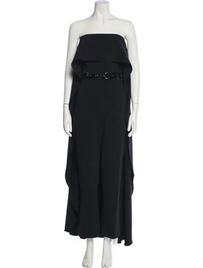 Pre-owned Badgley Mischka Strapless Jumpsuit In Black