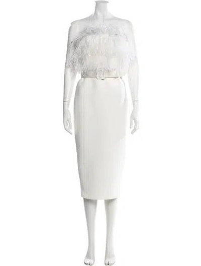 Pre-owned Badgley Mischka Strapless Knee-length Dress In White