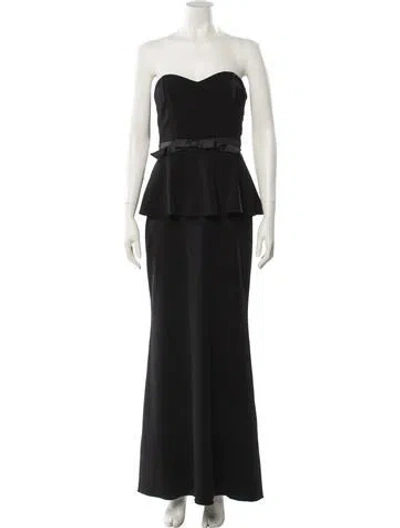 Pre-owned Badgley Mischka Strapless Long Dress In Black