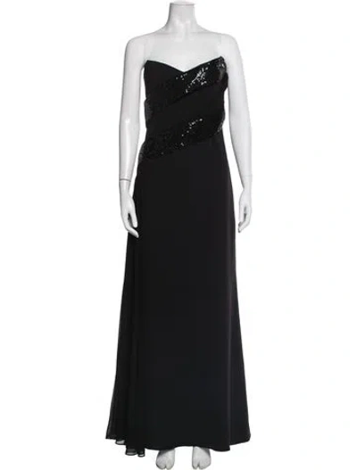 Pre-owned Badgley Mischka Strapless Long Dress In Black