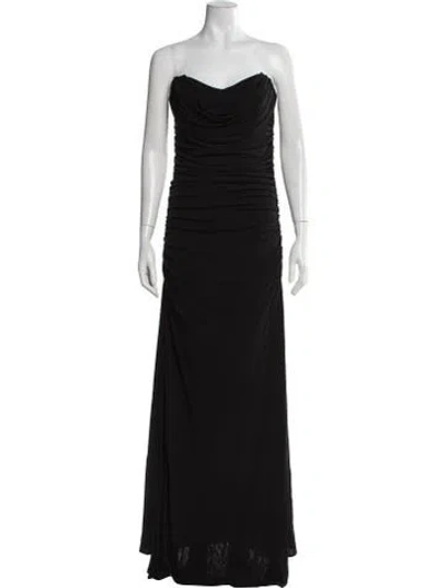 Pre-owned Badgley Mischka Strapless Long Dress In Black