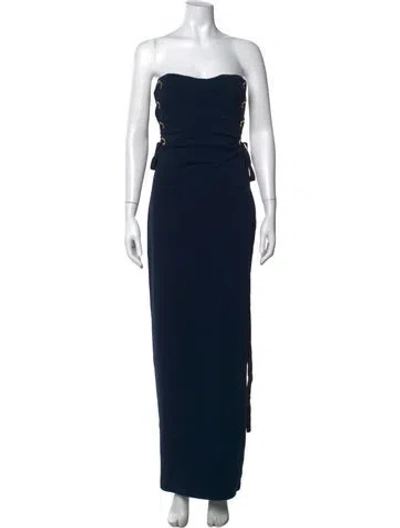 Pre-owned Badgley Mischka Strapless Long Dress In Blue