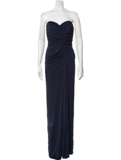 Pre-owned Badgley Mischka Strapless Long Dress In Blue
