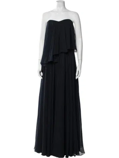 Pre-owned Badgley Mischka Strapless Long Dress In Blue