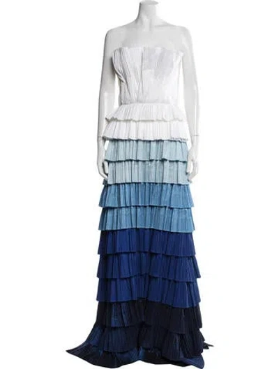 Pre-owned Badgley Mischka Strapless Long Dress In Blue